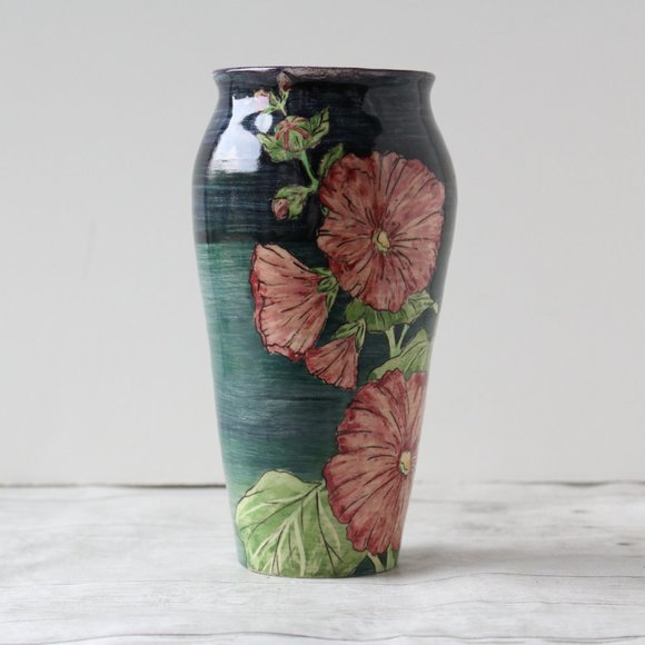 Lakshmi Design Pottery Hand Painted Floral Vase 82 - Picture 3 of 13